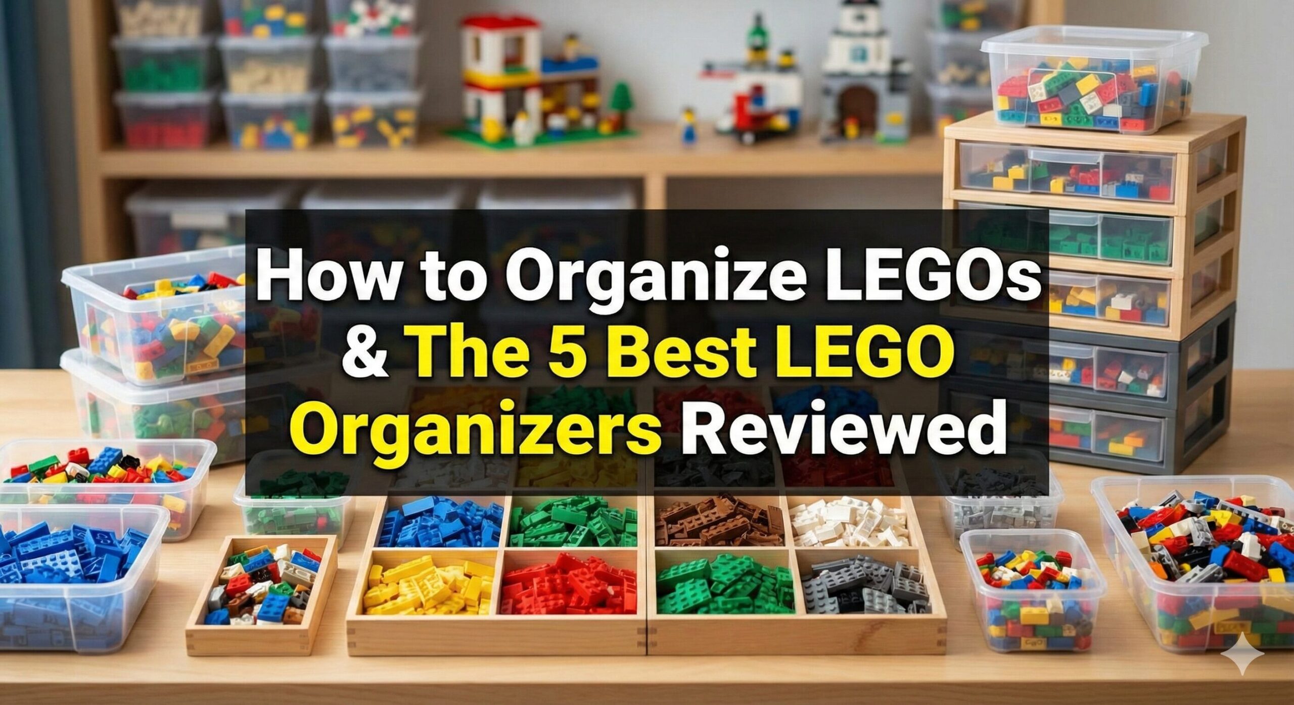 A perfectly organized LEGO collection with color coded bins